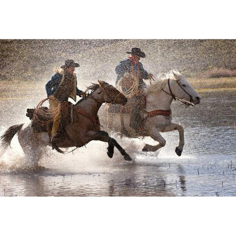 Splash Dance Gold Ornate Wood Framed Art Print with Double Matting by Dearing, Lisa