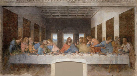 The Last Supper White Modern Wood Framed Art Print with Double Matting by Da Vinci, Leonardo