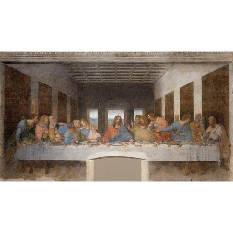 The Last Supper White Modern Wood Framed Art Print by Da Vinci, Leonardo