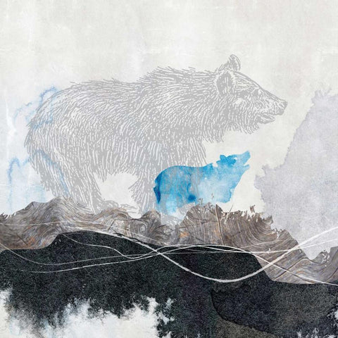 Bear 1 White Modern Wood Framed Art Print with Double Matting by Duncan-He, Louis