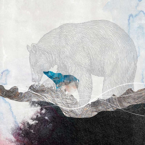 Bear 2 White Modern Wood Framed Art Print by Duncan-He, Louis