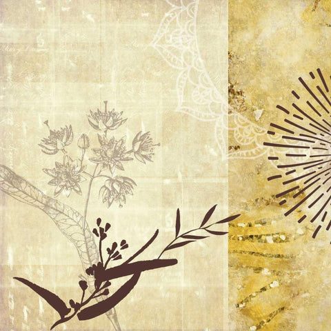 Golden Henna Breeze 1 Black Modern Wood Framed Art Print by Duncan-He, Louis