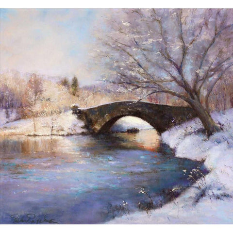 Central Park Bridge White Modern Wood Framed Art Print by Engelman, Esther