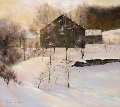 Winter Peace White Modern Wood Framed Art Print with Double Matting by Engelman, Esther