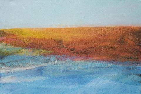Sea and Red Land White Modern Wood Framed Art Print with Double Matting by Engeln, Skadi