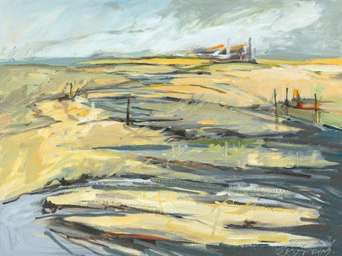 Big Indian Slough â€“ August White Modern Wood Framed Art Print with Double Matting by Ekstrand, Kris