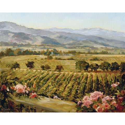 Vineyards to Vaca Mountains Gold Ornate Wood Framed Art Print with Double Matting by Freudenstein, Ellie