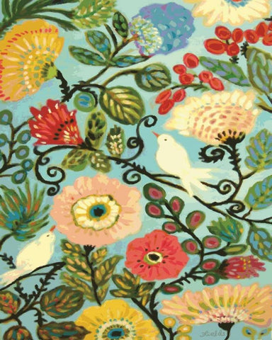 Sweet Cottage Garden Black Ornate Wood Framed Art Print with Double Matting by Fields, Karen