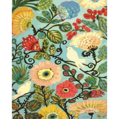 Sweet Cottage Garden Black Modern Wood Framed Art Print by Fields, Karen