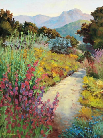 Garden Path Black Ornate Wood Framed Art Print with Double Matting by Freudenstein, Ellie
