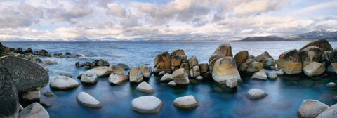 Sand Harbor White Modern Wood Framed Art Print with Double Matting by Foster, Christopher