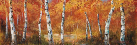 Autumn Birch I White Modern Wood Framed Art Print with Double Matting by Fronckowiak, Art