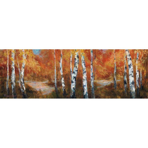 Autumn Birch II Gold Ornate Wood Framed Art Print with Double Matting by Fronckowiak, Art