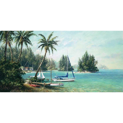 Island Cove White Modern Wood Framed Art Print by Fronckowiak, Art