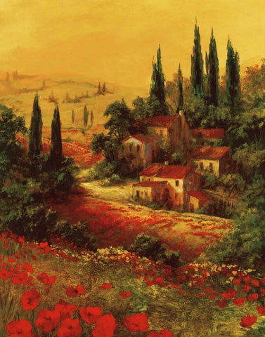 Toscano Valley I Black Ornate Wood Framed Art Print with Double Matting by Fronckowiak, Art