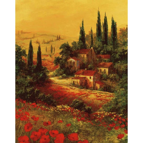 Toscano Valley I Gold Ornate Wood Framed Art Print with Double Matting by Fronckowiak, Art
