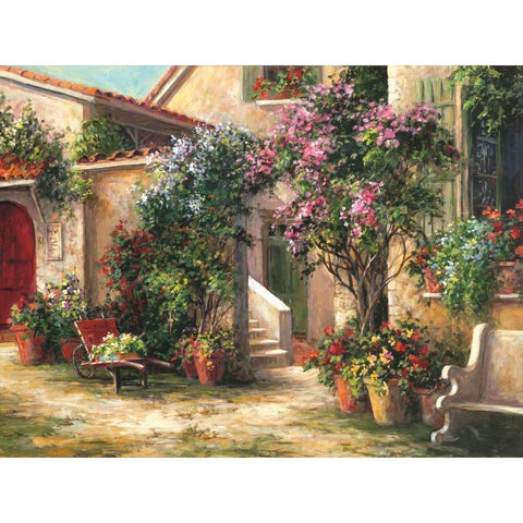 Garden Courtyard Black Modern Wood Framed Art Print by Fronckowiak, Art