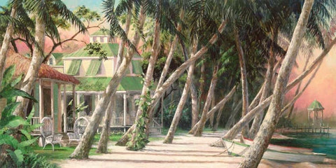 Island House Black Ornate Wood Framed Art Print with Double Matting by Fronckowiak, Art