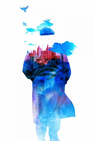 Get Away from Town Black Ornate Wood Framed Art Print with Double Matting by Farkas, Robert