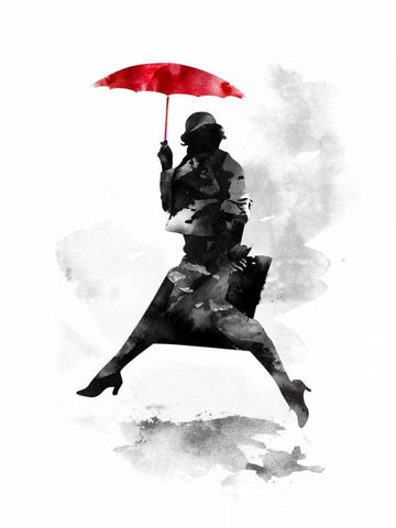 Puddle Jumper Black Ornate Wood Framed Art Print with Double Matting by Farkas, Robert