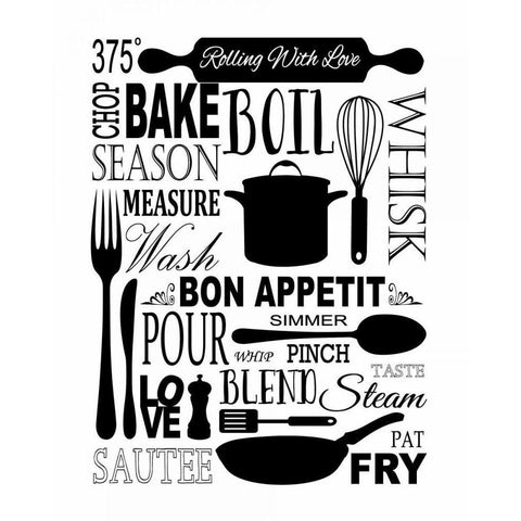 Culinary Love 1 Black Modern Wood Framed Art Print with Double Matting by Fuqua, Leslie