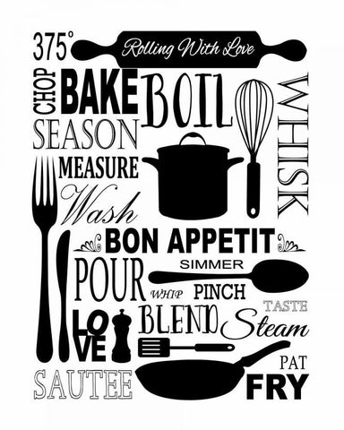 Culinary Love 1 White Modern Wood Framed Art Print with Double Matting by Fuqua, Leslie
