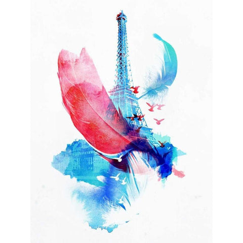 Pigeons of Paris White Modern Wood Framed Art Print by Farkas, Robert