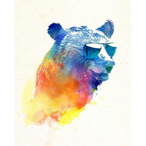 Sunny Bear Black Modern Wood Framed Art Print with Double Matting by Farkas, Robert