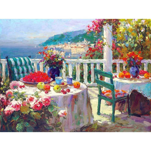 Terrace Brunch White Modern Wood Framed Art Print by Furtesen
