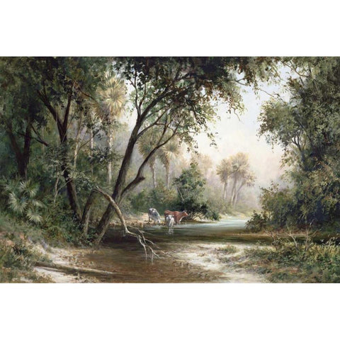 Forked Creek Black Modern Wood Framed Art Print by Fronckowiak, Art