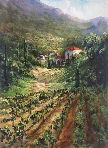 Tuscany Vineyard Black Ornate Wood Framed Art Print with Double Matting by Fronckowiak, Art