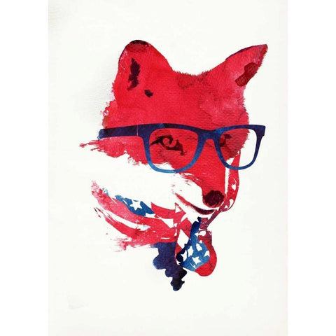 American Fox Black Modern Wood Framed Art Print by Farkas, Robert