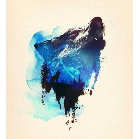 Alone As a Wolf White Modern Wood Framed Art Print by Farkas, Robert