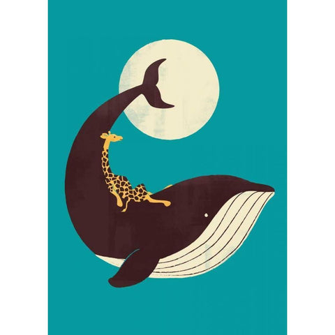 The Giraffe and The Whale Black Modern Wood Framed Art Print with Double Matting by Fleck, Jay