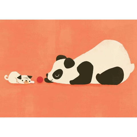 The Pug and The Panda Black Modern Wood Framed Art Print with Double Matting by Fleck, Jay