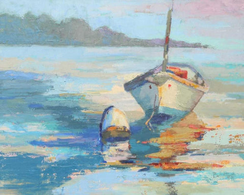 Monhegan Island Taxi White Modern Wood Framed Art Print with Double Matting by Forst, Beth A.