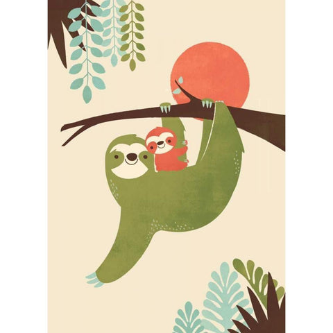 Mama Sloth Gold Ornate Wood Framed Art Print with Double Matting by Fleck, Jay