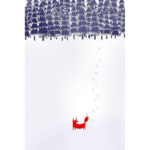 Alone In The Forest White Modern Wood Framed Art Print by Farkas, Robert