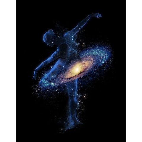 Cosmic Dance Black Modern Wood Framed Art Print with Double Matting by Farkas, Robert