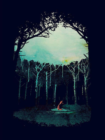 Deep In The Forest Black Ornate Wood Framed Art Print with Double Matting by Farkas, Robert