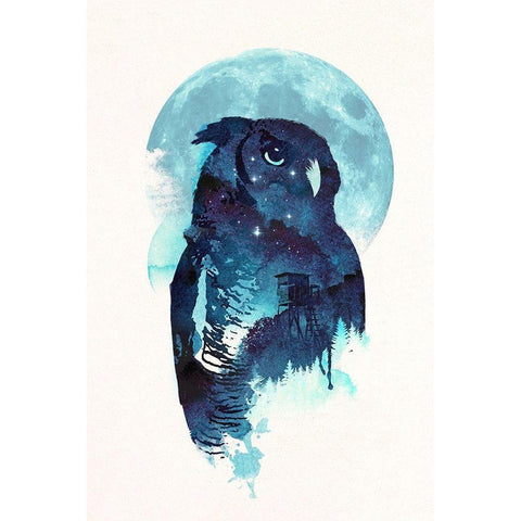 Midnight Owl Black Modern Wood Framed Art Print by Farkas, Robert