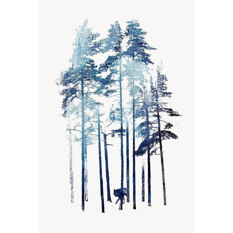 Winter Wolf White Modern Wood Framed Art Print by Farkas, Robert