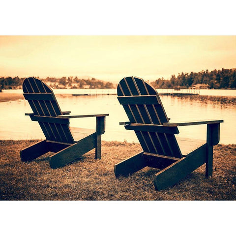 At the Lakes Black Modern Wood Framed Art Print by Fielding, Edward M.