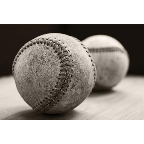 Old Baseballs White Modern Wood Framed Art Print by Fielding, Edward M.