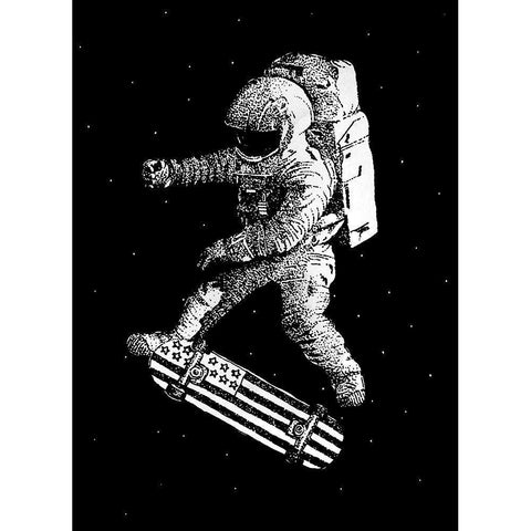 Kickflip in Space Black Modern Wood Framed Art Print with Double Matting by Farkas, Robert