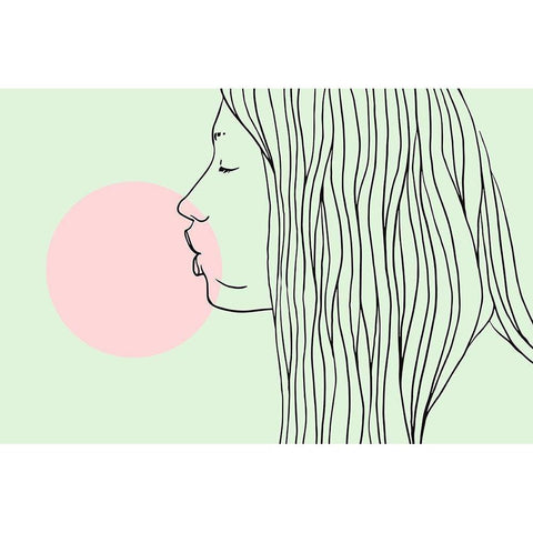 Pink Bubble Gum Black Modern Wood Framed Art Print by Farkas, Robert