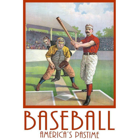 Baseball America White Modern Wood Framed Art Print by Fielding, Edward M.