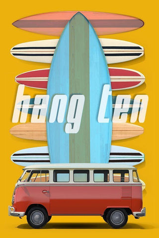 Hang Ten White Modern Wood Framed Art Print with Double Matting by Fielding, Edward M.