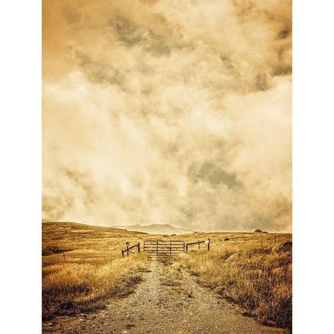 Ranch Gate White Modern Wood Framed Art Print by Fielding, Edward M.