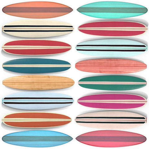 Surfboard Pattern White Modern Wood Framed Art Print with Double Matting by Fielding, Edward M.